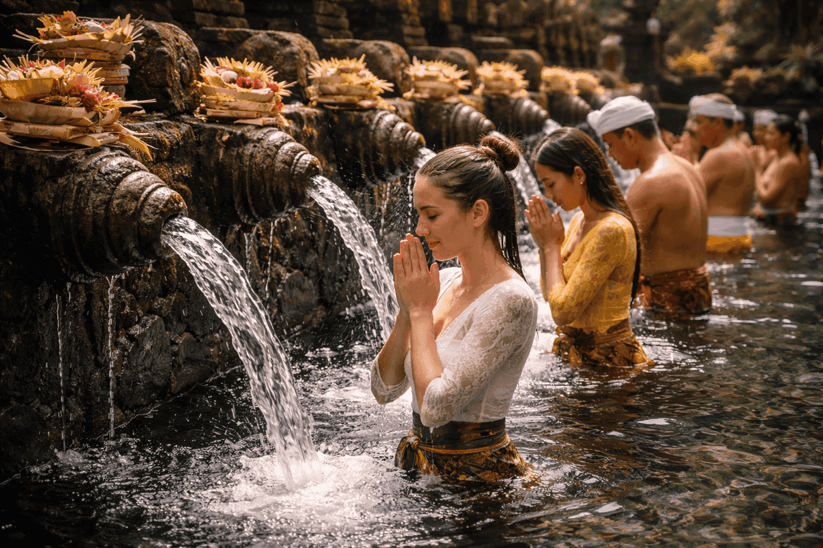 Balinese Melukat Purification at Tirta Empul